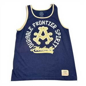 Vintage Y2K Akademiks Tank Top Tee Mens Size XL Blue Gold Hip Hop Street